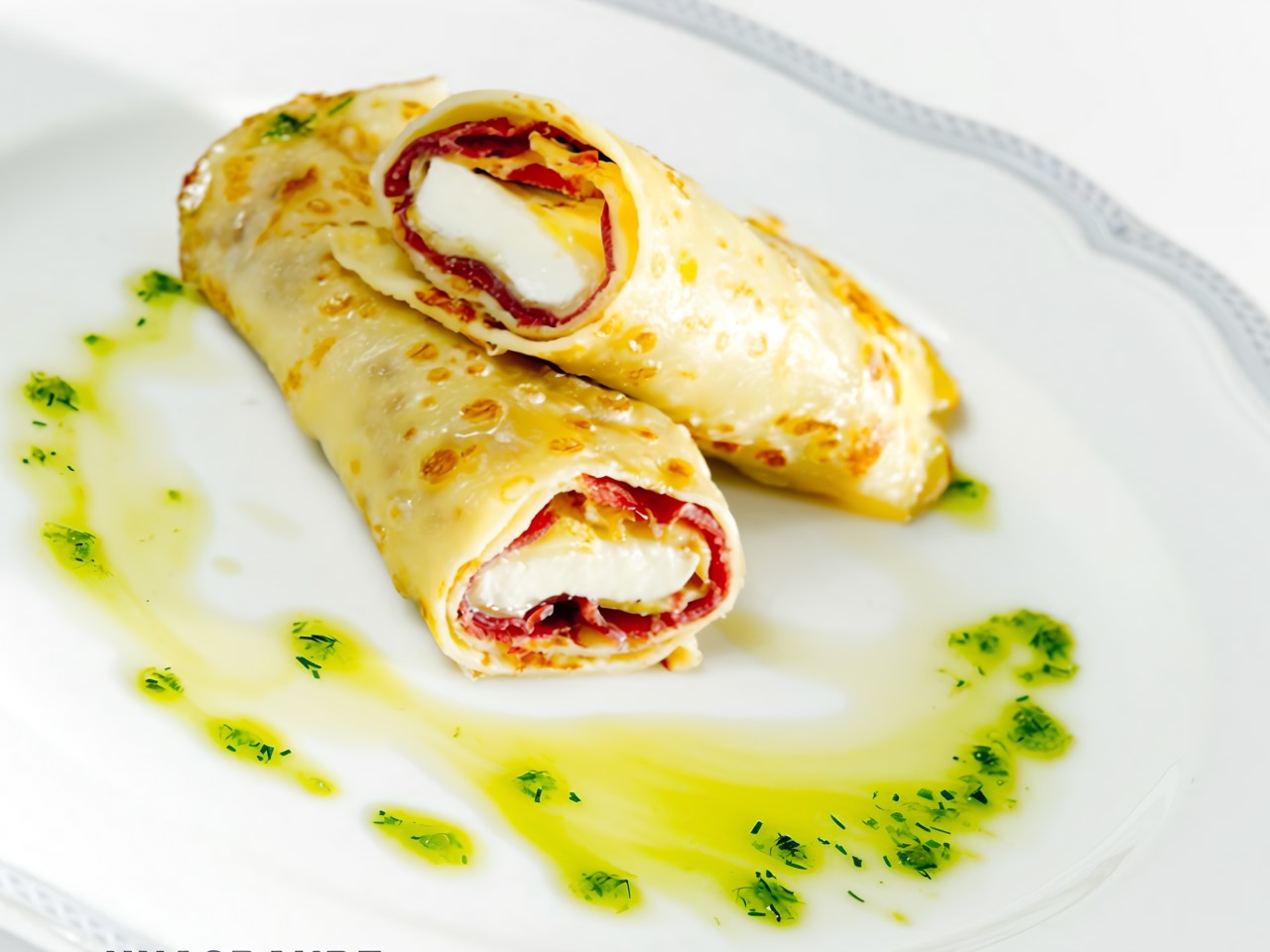 Crepes with Unagrande Mozzarella and Cured Ham