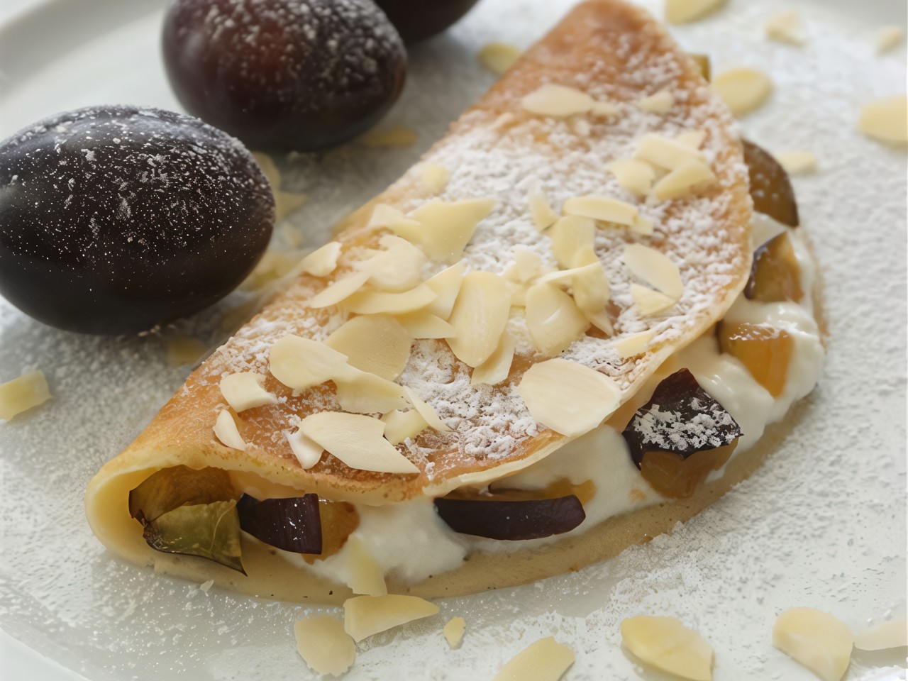 Crepes with Cheese and Plums