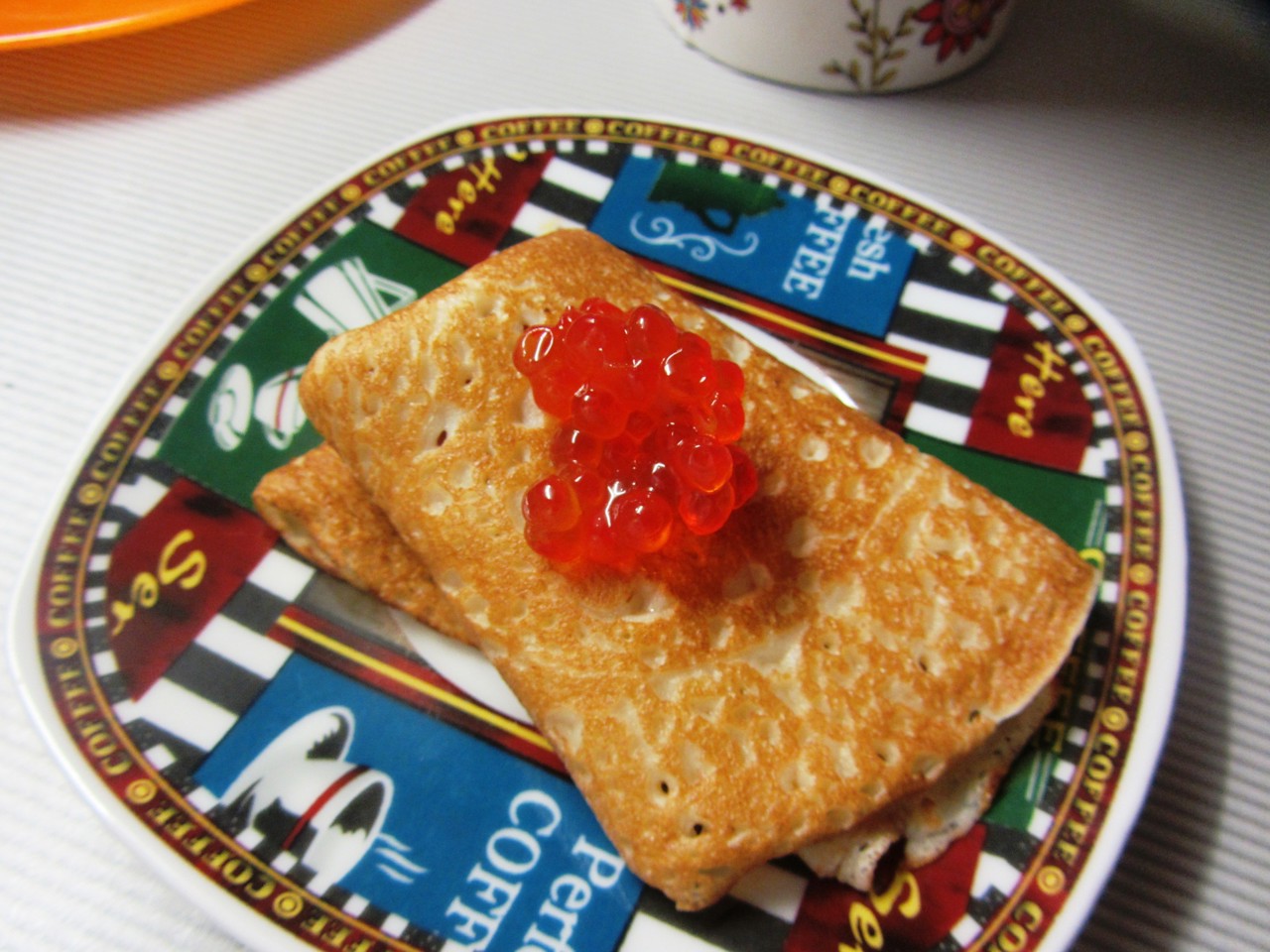 Kefir Pancakes with Red Caviar