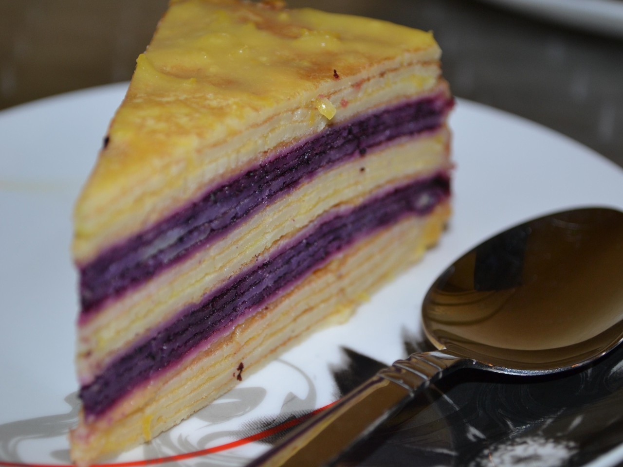 Crepe Cake with Lemon Curd and Blueberries