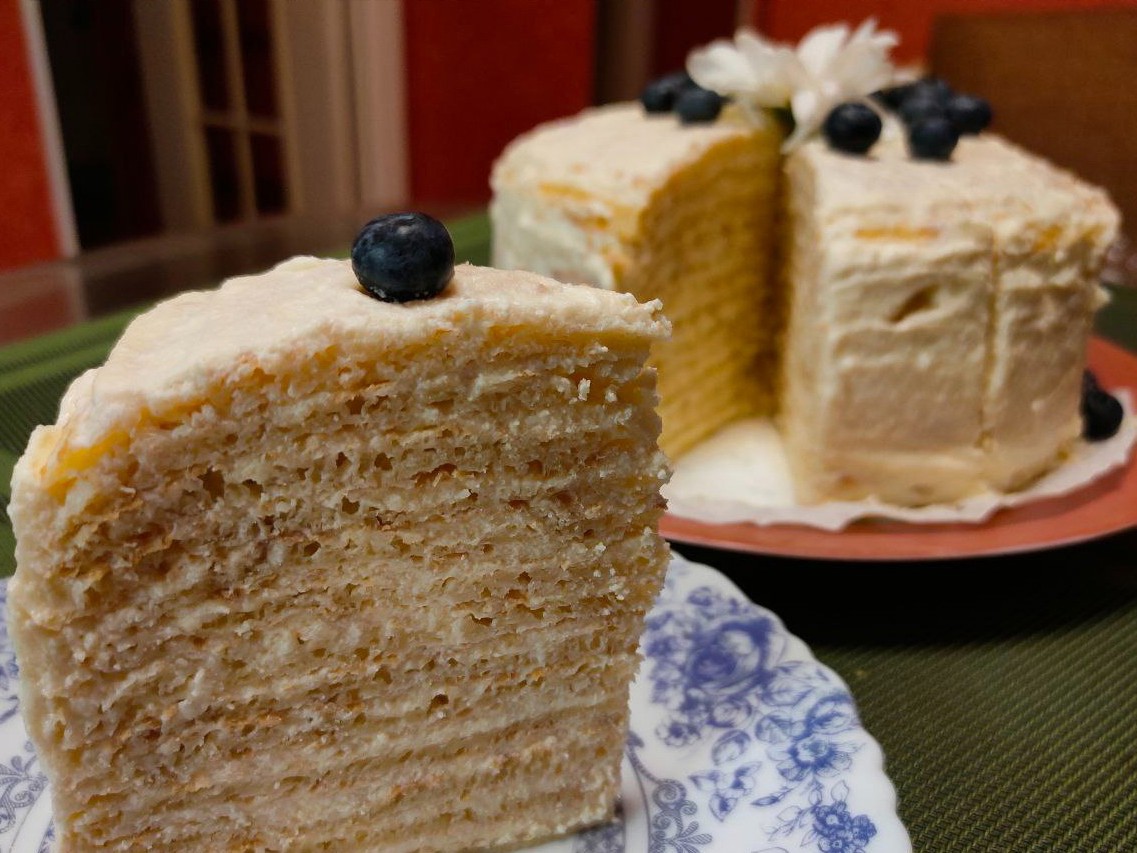 Crepe Cake with Cottage Cheese Cream