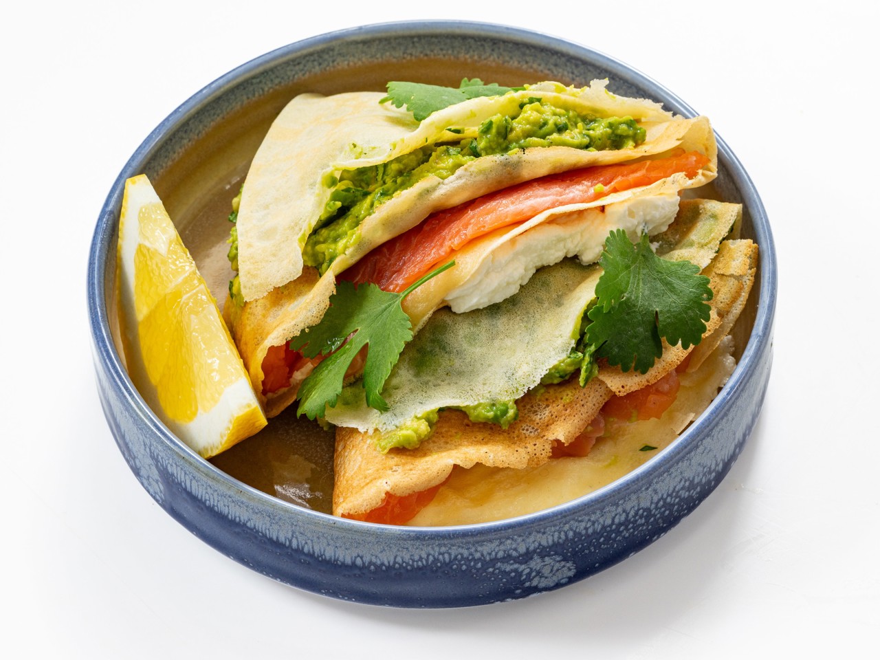 Pancakes with Avocado and Salmon