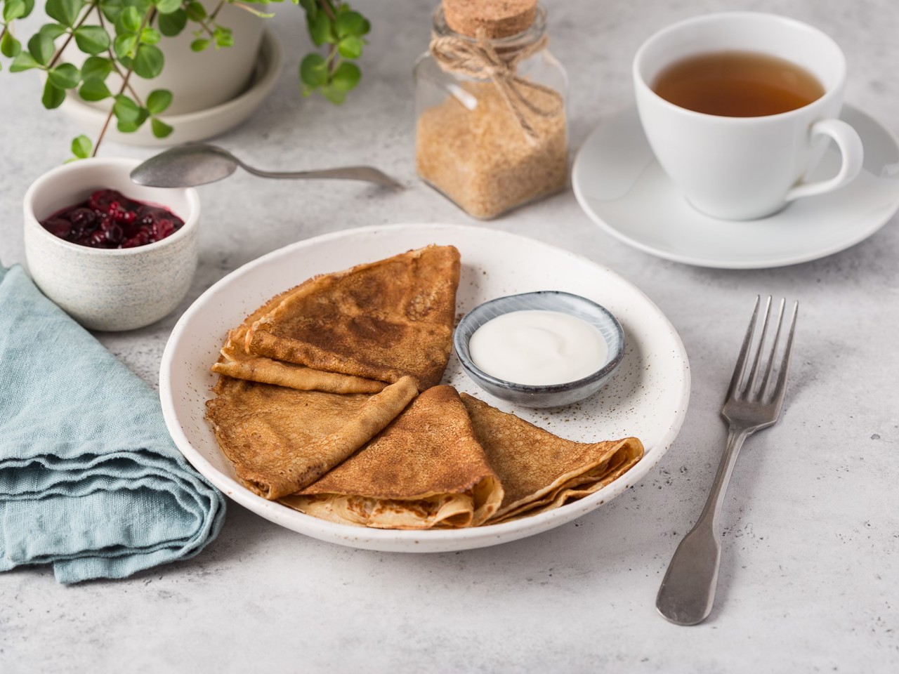 Pancakes with Berry Compote Sauce