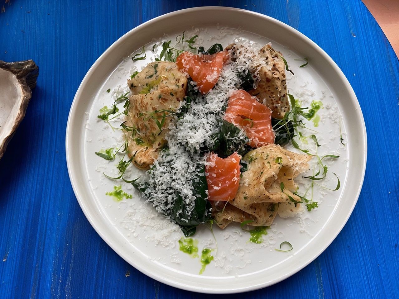 Pancakes with Spinach and Gravlax