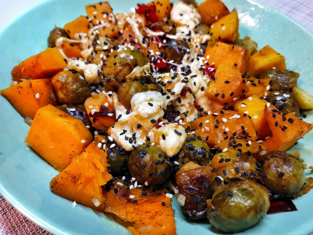 Brussels Sprouts Baked with Pumpkin