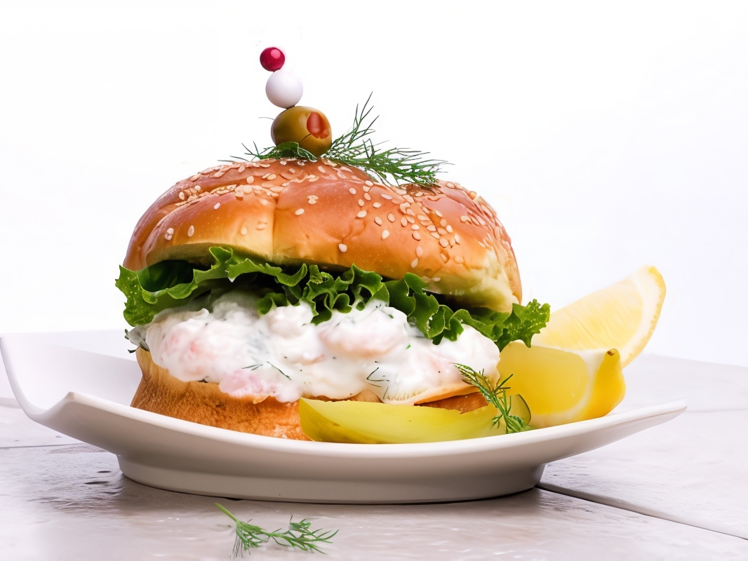 Buns with Salad and Shrimp