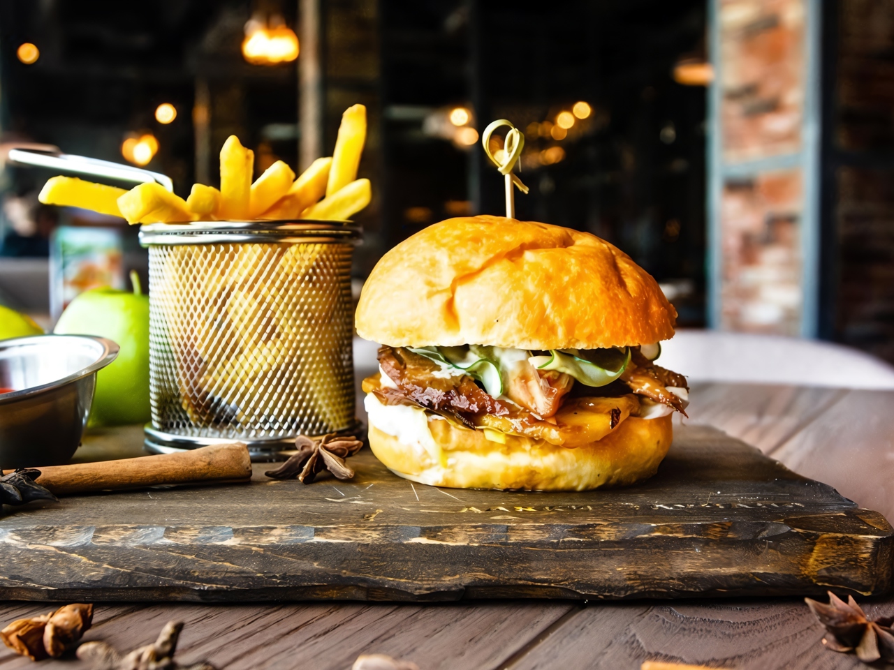 Lucky Ducky Burger with Duck and Apple