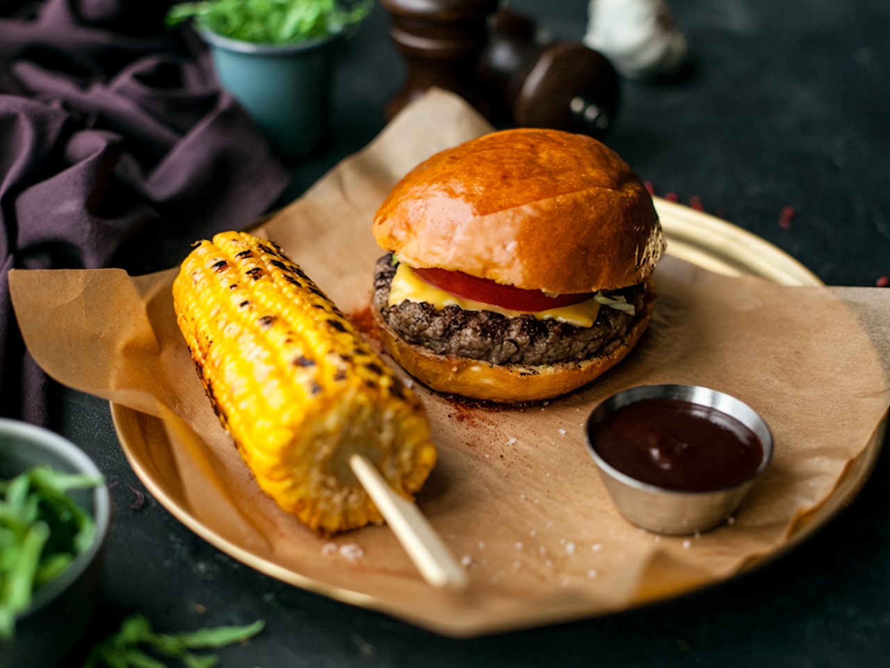 Burger with Pink Tomatoes