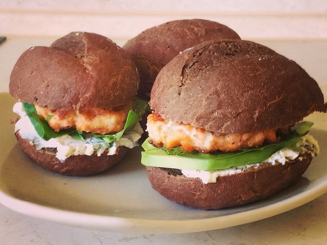 Salmon and Avocado Burger