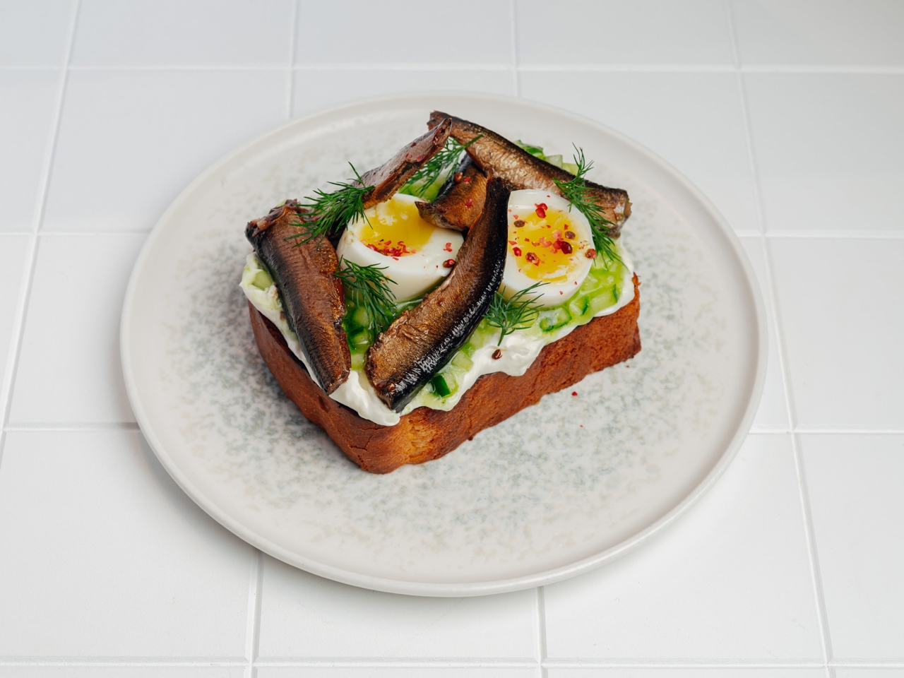 Sandwich with Sprats and Cream Mousse