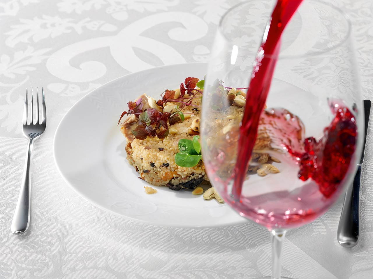 Guinea Fowl with Couscous and Dried Fruits