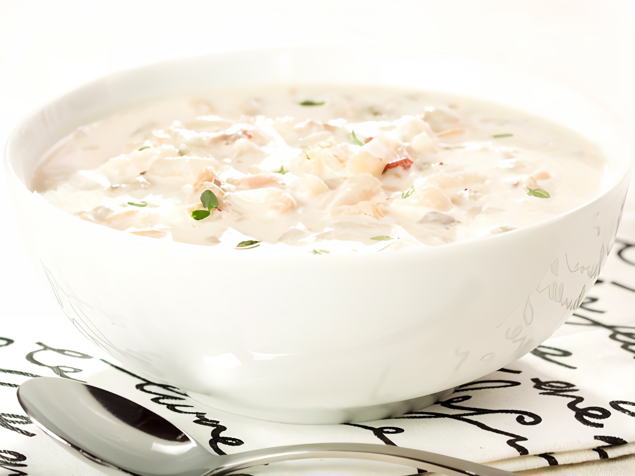 Potato and Anchovy Chowder with Garlic Shrimp