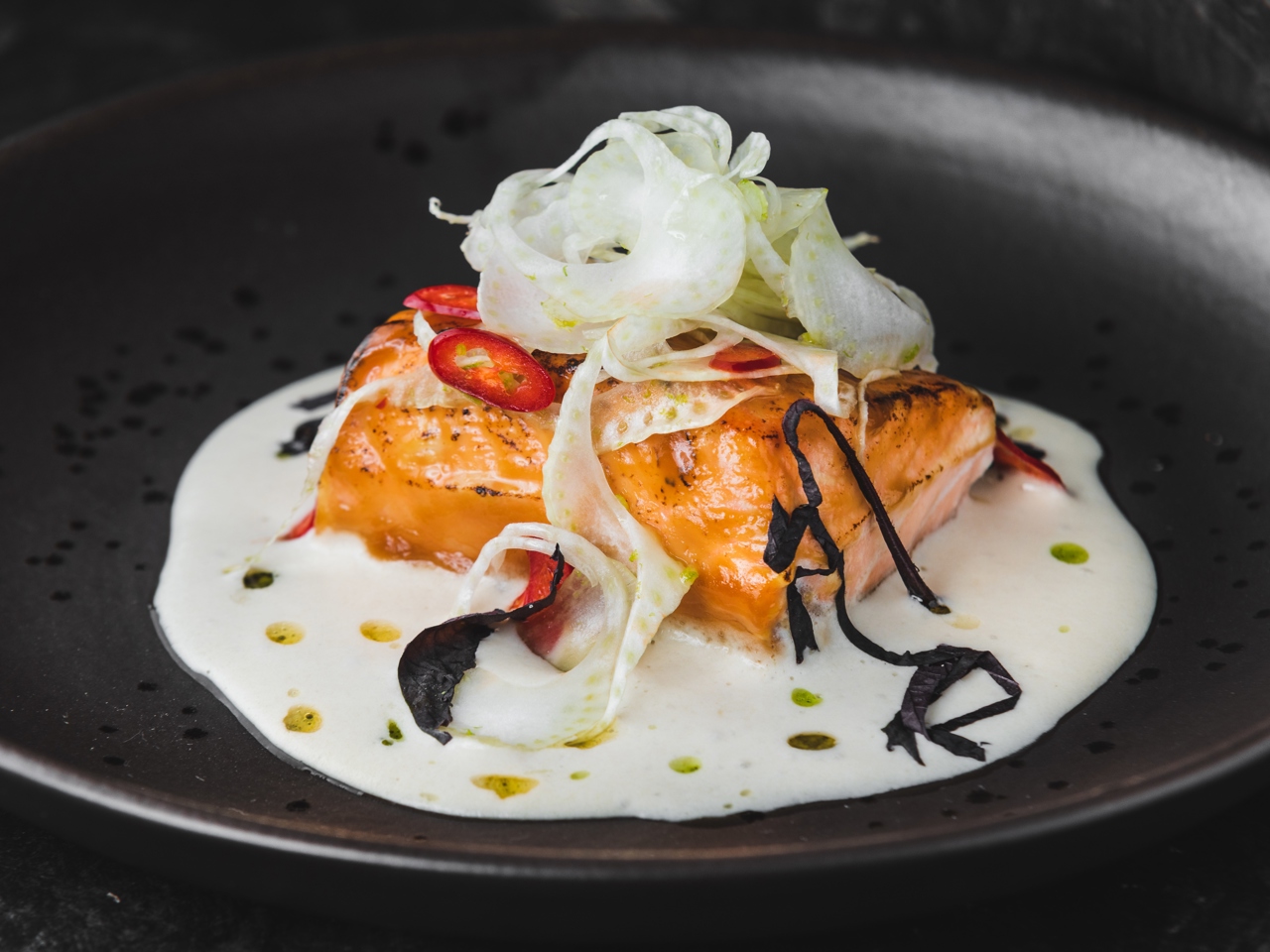 Chinook Salmon with Coconut Yogurt and Fennel