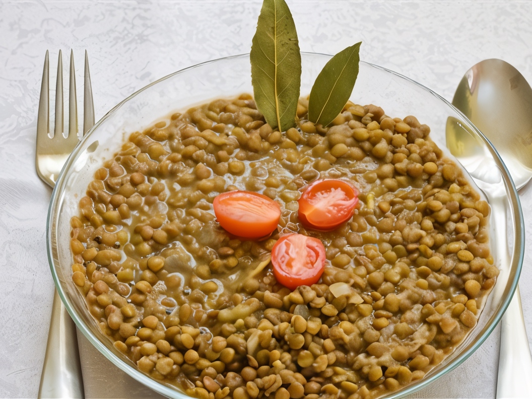 Lentils with Oil, Tomato, and Onion