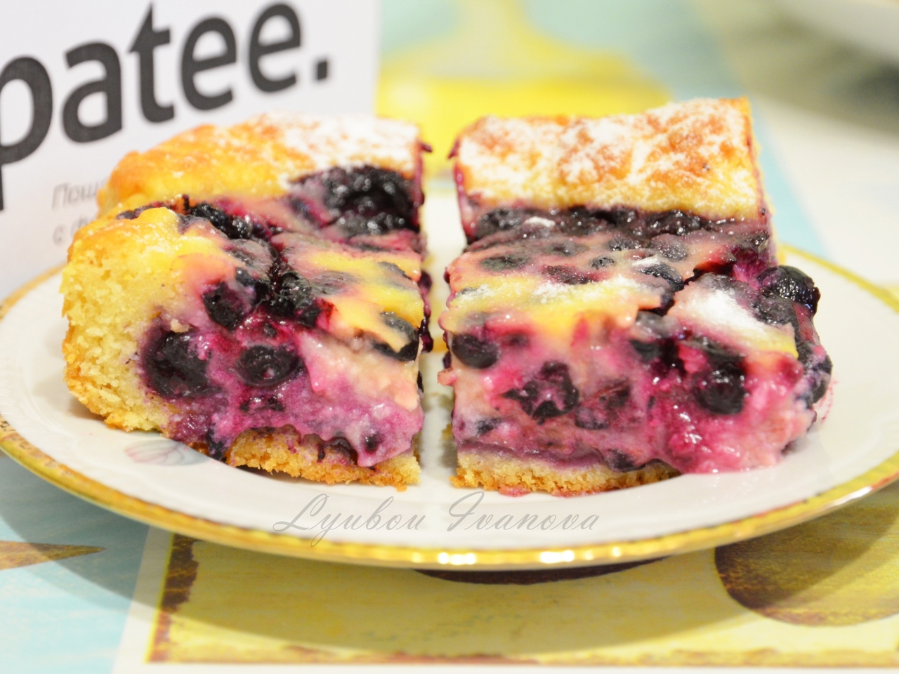 Blueberry Pie on Curd Dough with Sour Cream Filling