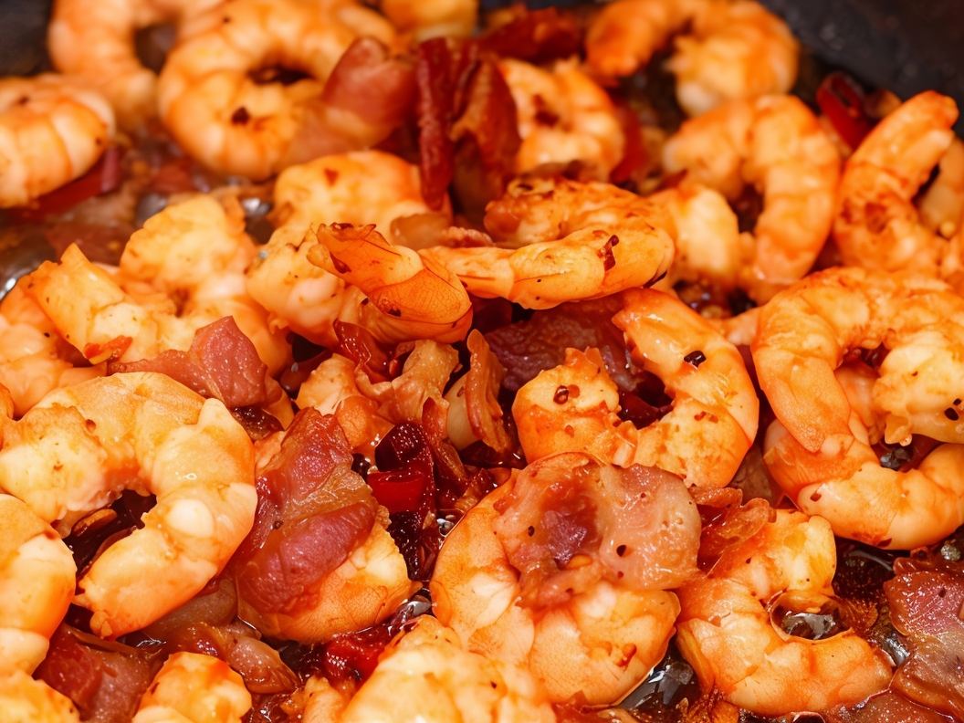 Garlic Shrimp with Ham and Red Peppers Spanish Style