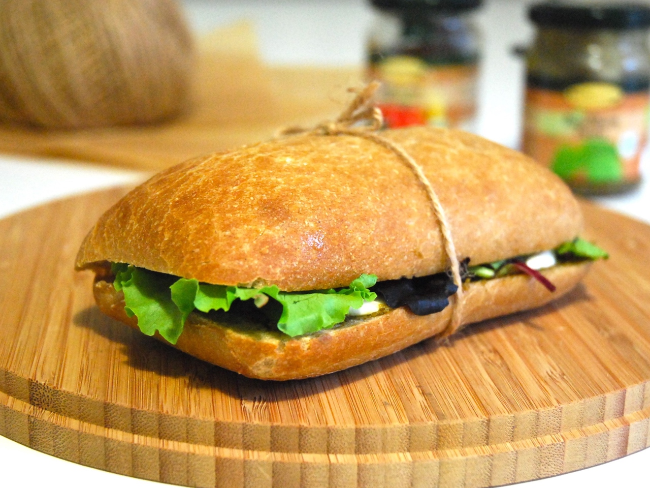 Ciabatta with Pesto and Sun-Dried Tomatoes