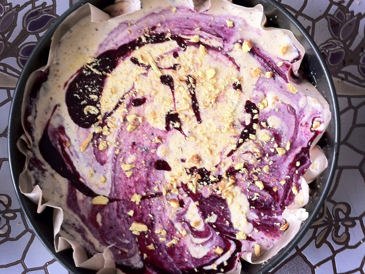 Cheesecake with Blackcurrant Jam