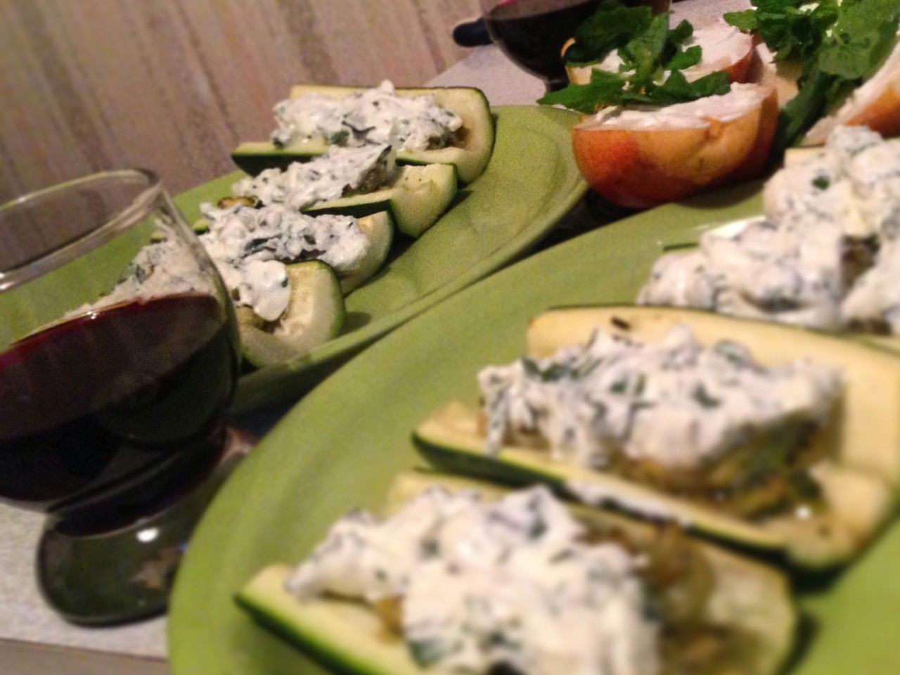 Zucchini Stuffed with Goat Cheese and Mint