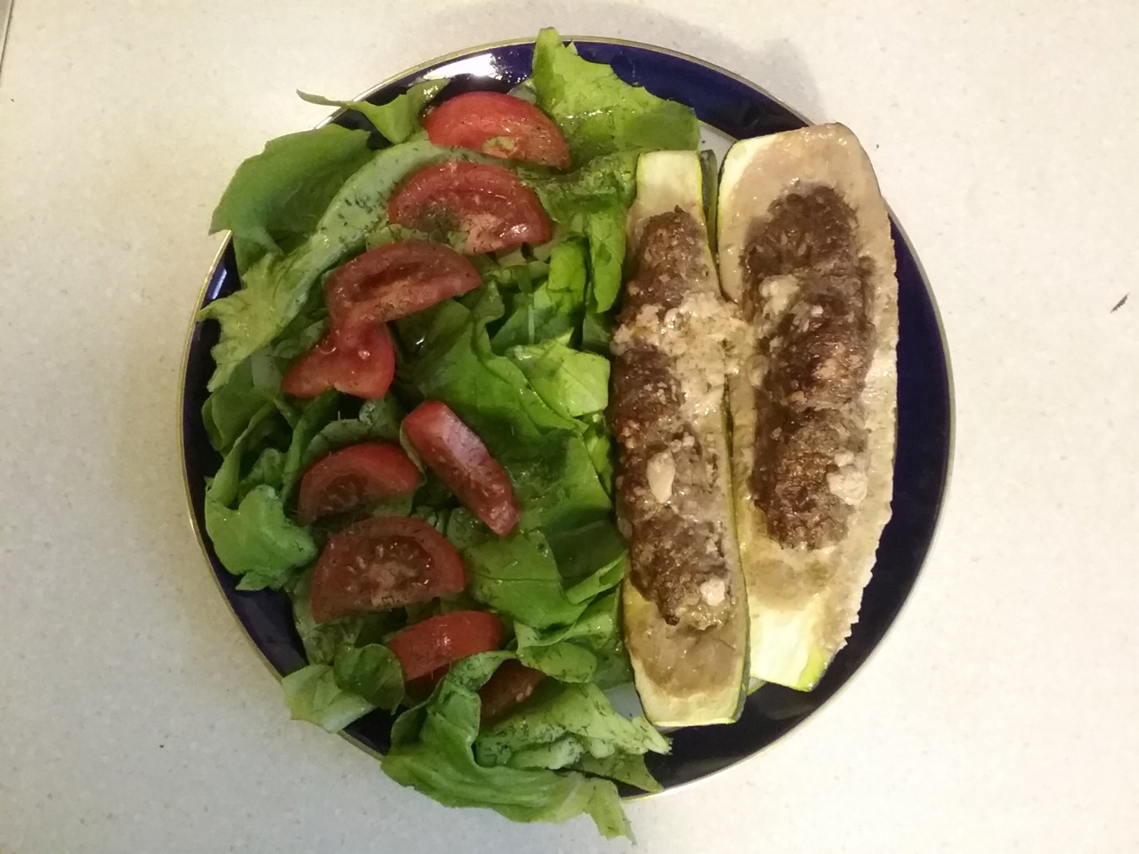 Stuffed Zucchini with Ground Meat and Worcestershire Sauce