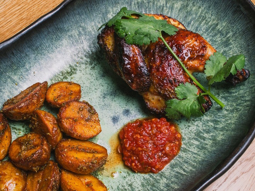 Tapaka Chicken with Potatoes and Cilantro