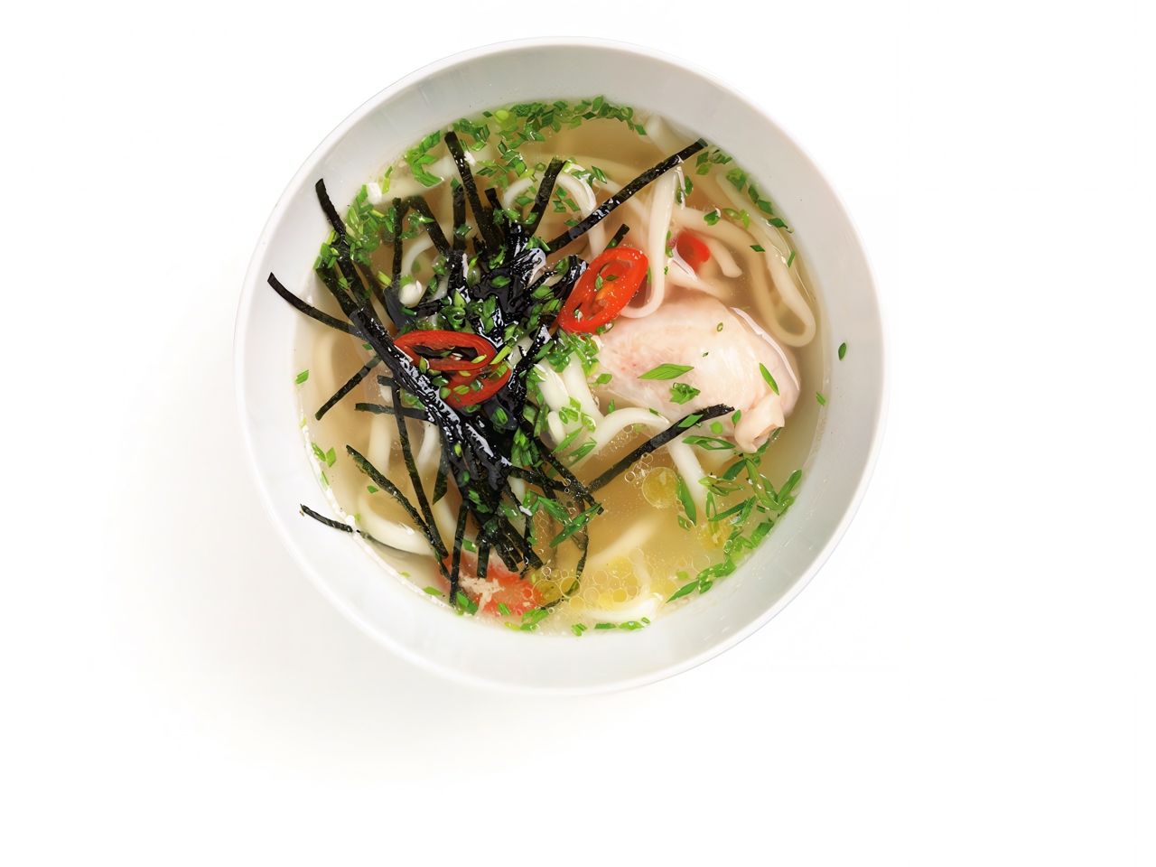 Dashi with Noodles and Chicken