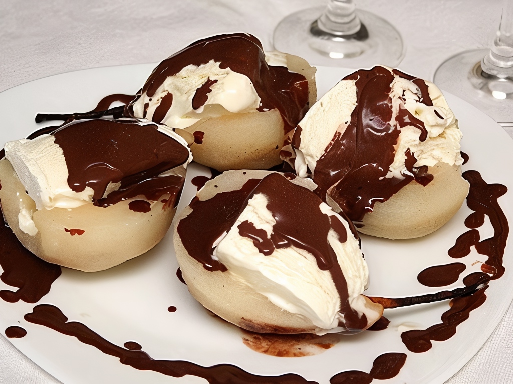 Pear Dessert with Ice Cream