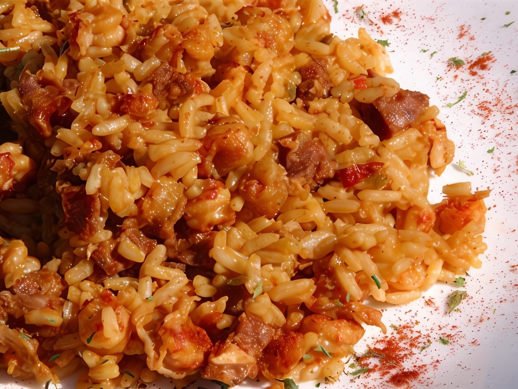 Jambalaya with Smoked Sausages and Spicy Tomato Sauce