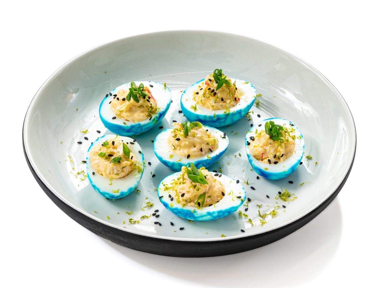 Stuffed Eggs with Imitation Crab and Wasabi