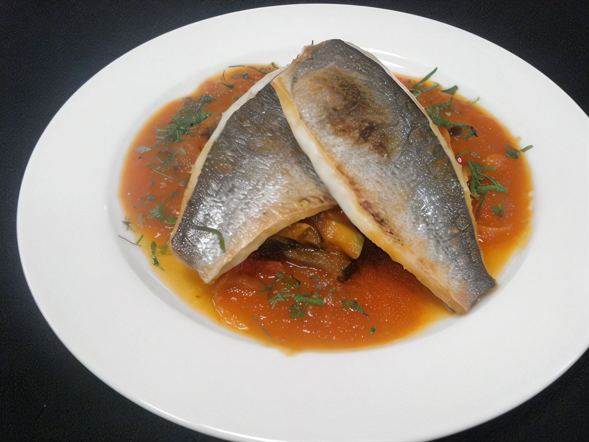 Dorado Fillet with Ratatouille in Tomato Sauce