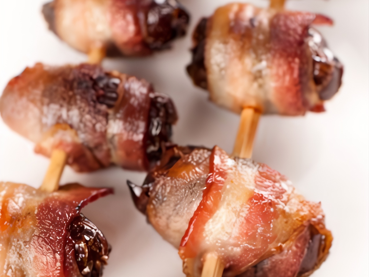 Bacon-Wrapped Dates Stuffed with Stilton Cheese