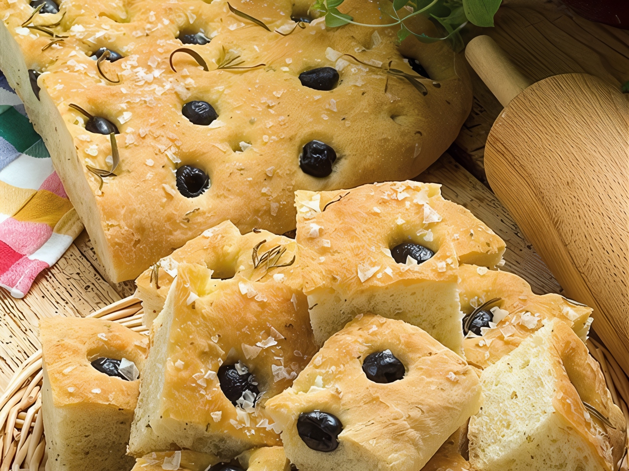 Focaccia with Olives and Rosemary