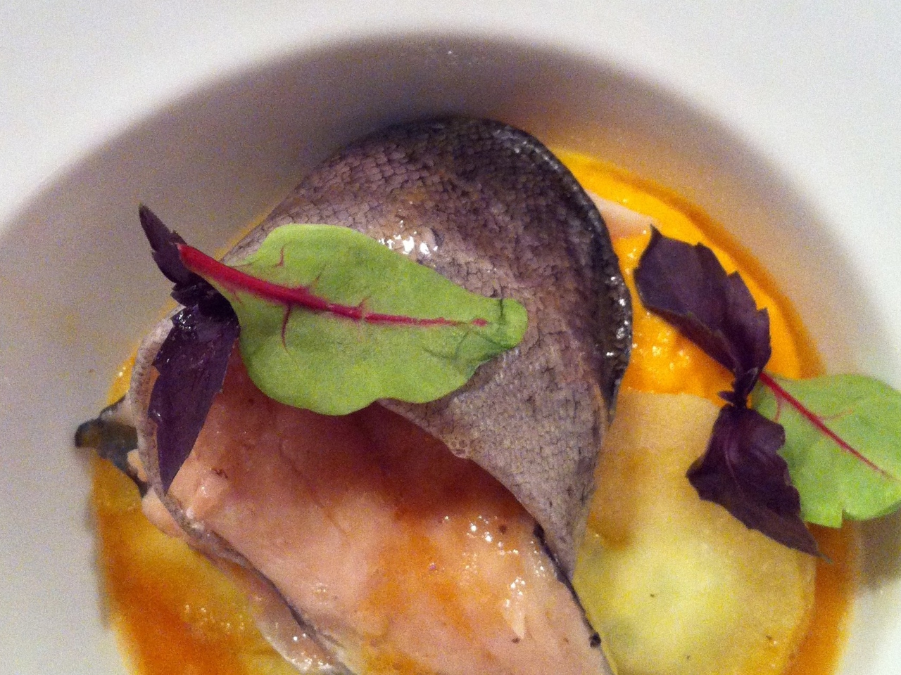 River Trout with Carrot Purée and Apple Ravioli