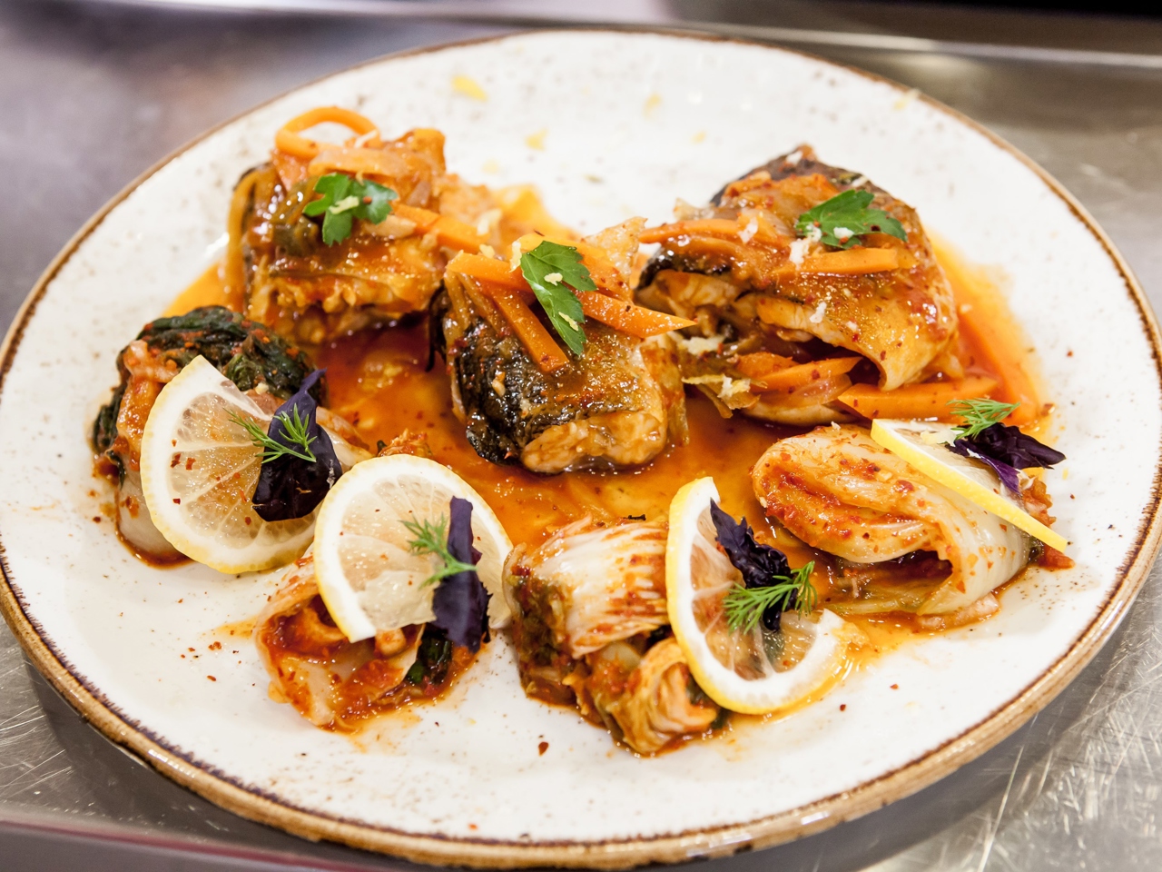 Trout with Kimchi