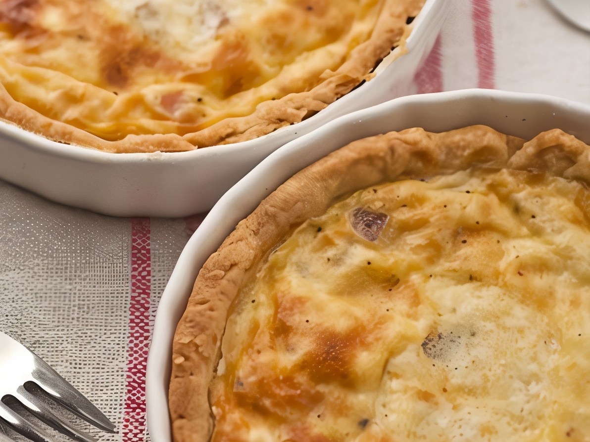 French Cheese Pie with Apples and Ham