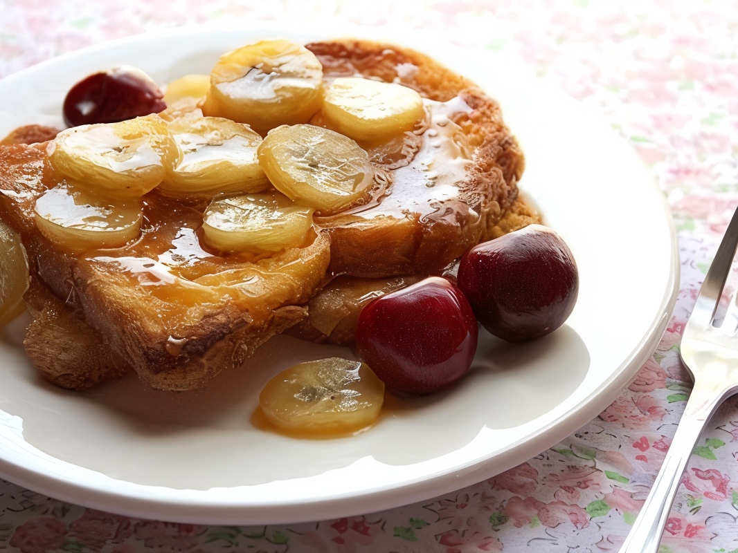French Toast with Banana Caramel Sauce