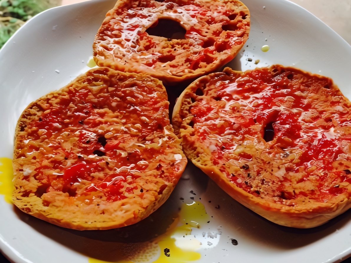 Bagel with Tomatoes and Garlic