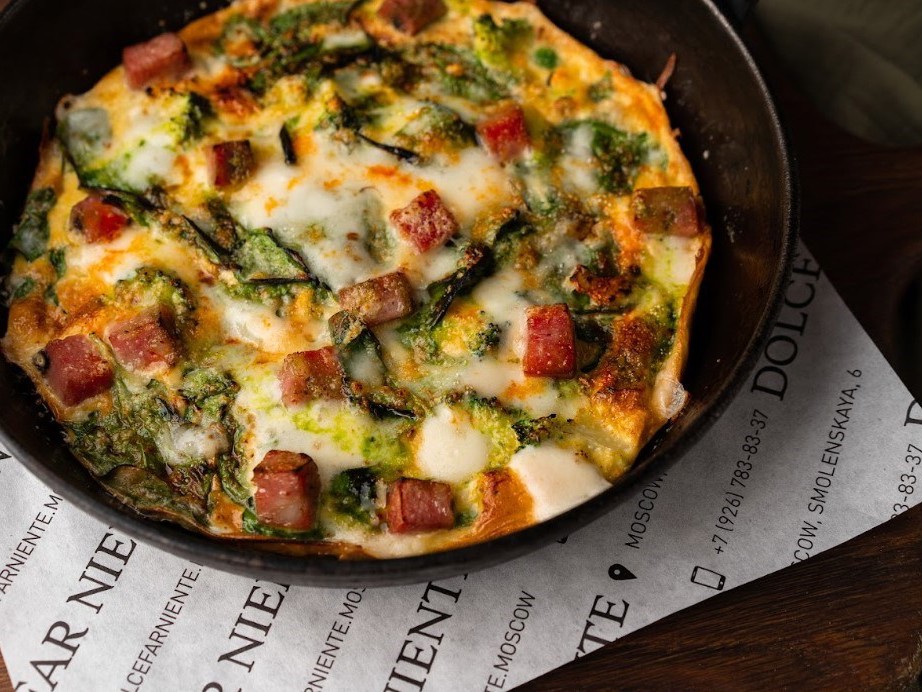 Frittata with Mortadella, Mozzarella, and Pecorino