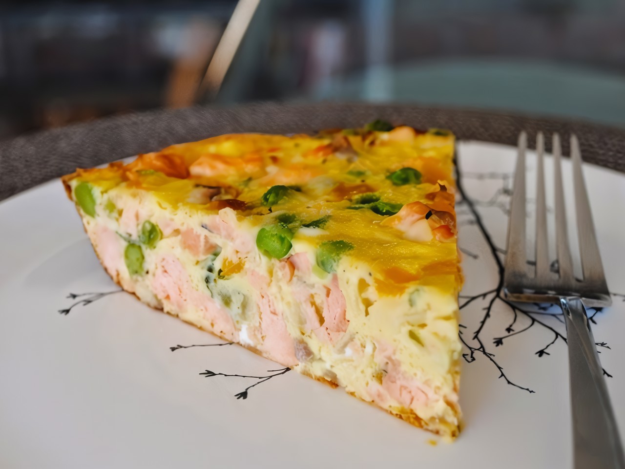 Frittata with Bacon, Green Peas, and Goat Cheese