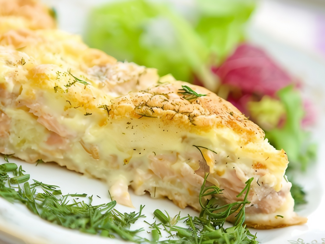 Frittata with Young Potatoes, Smoked Salmon, and Peas