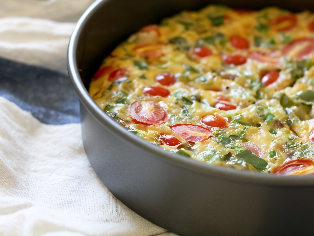 Frittata with Leeks, Tomatoes, and Goat Cheese
