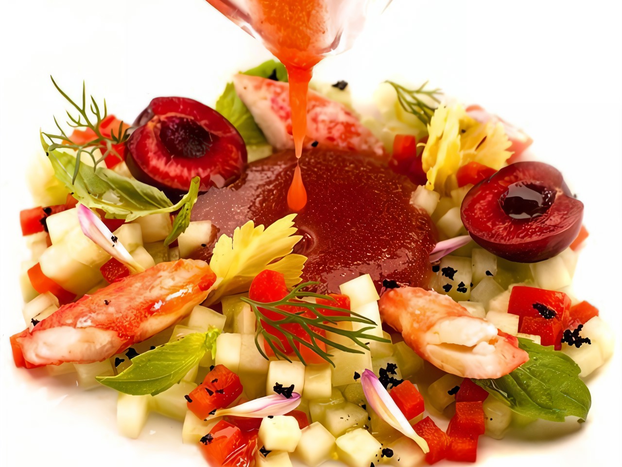 Gazpacho with Cherries and Crab