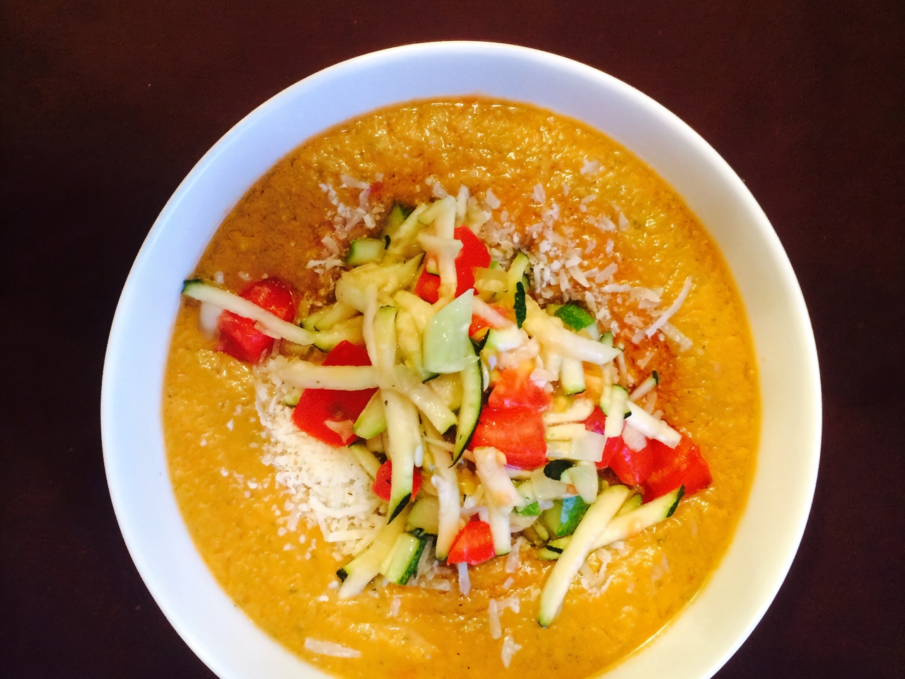 Gazpacho with Zucchini Dressing