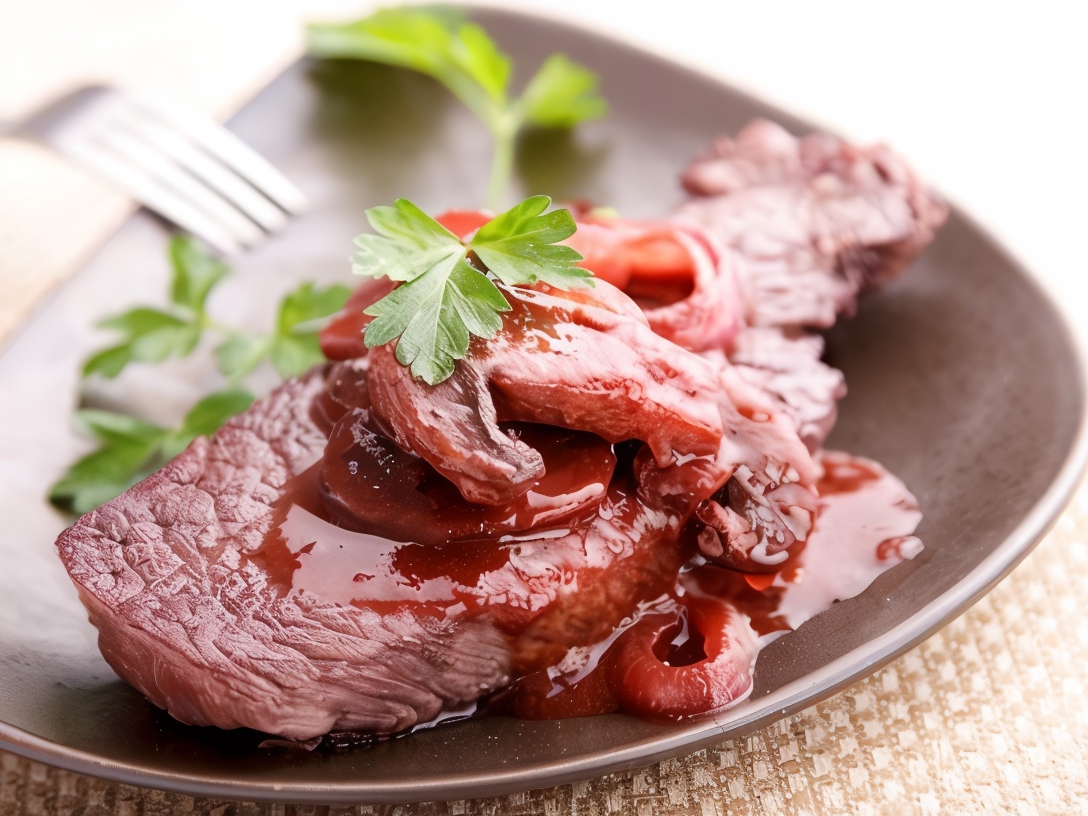Hot Mushroom Sauce with Red Wine and Thyme for Meat