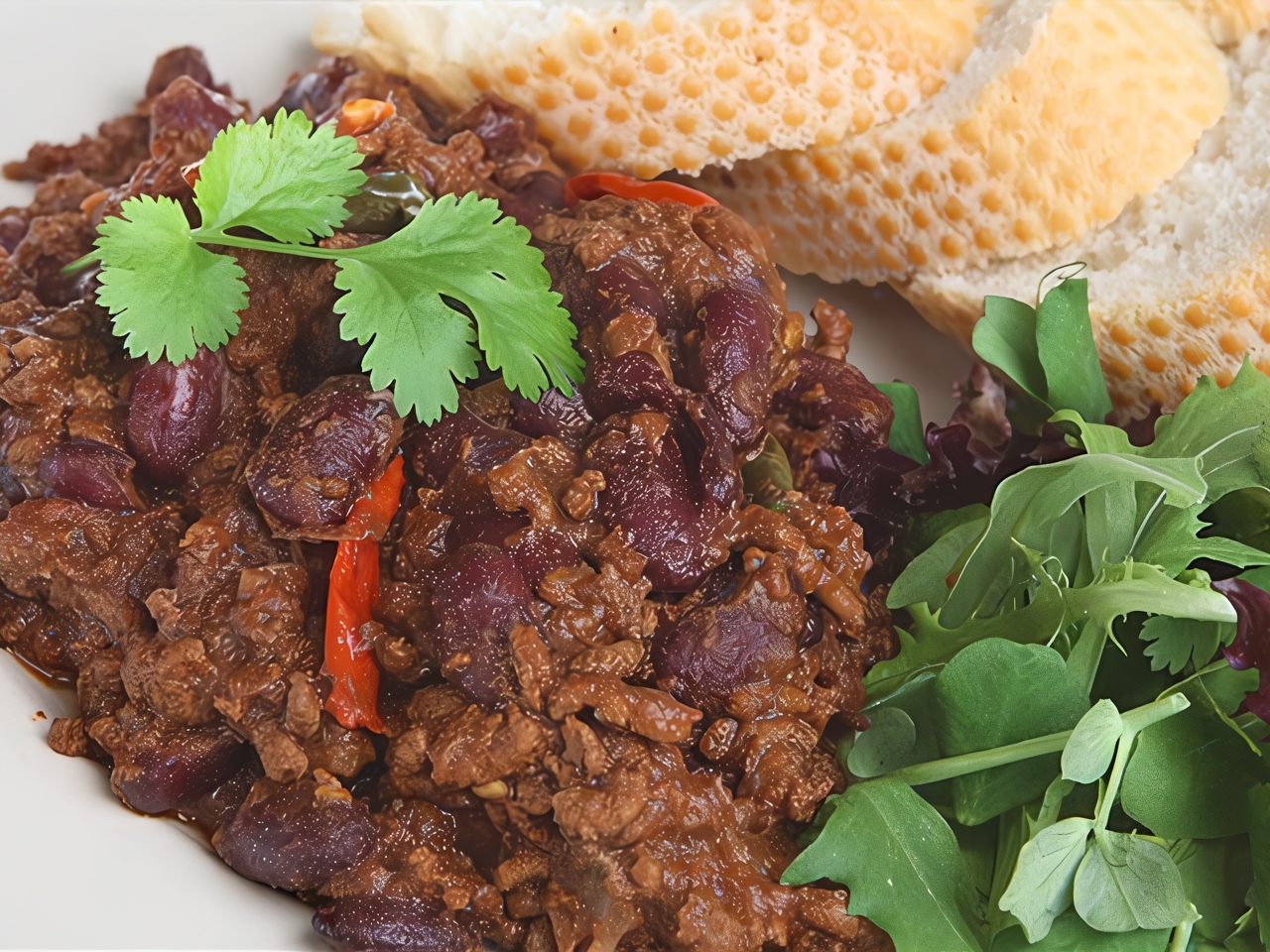 Hot Meat Salad with Chili and Soy Sauce