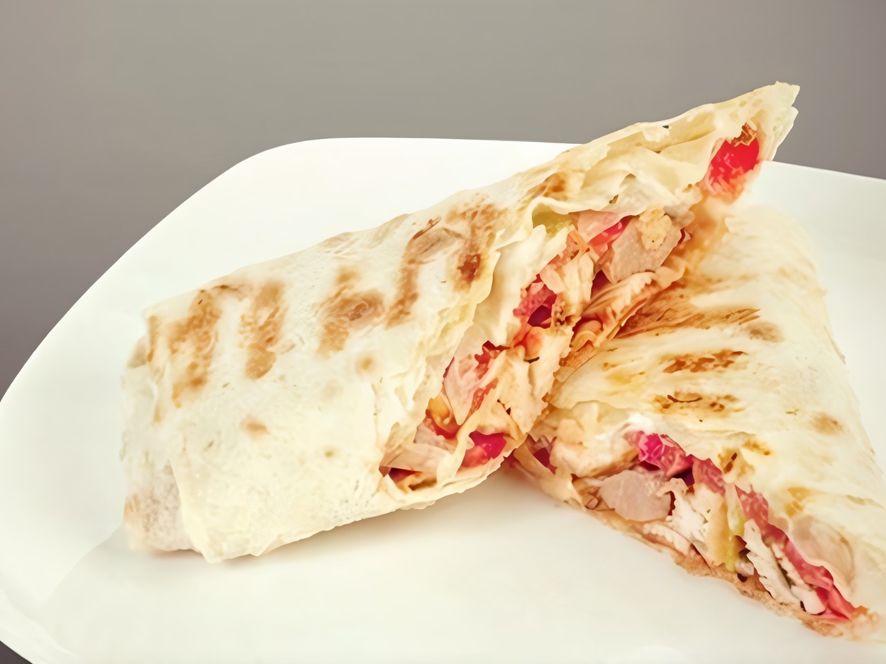 Hot Chicken, Eggplant, and Nut Sauce Roll-Sandwich