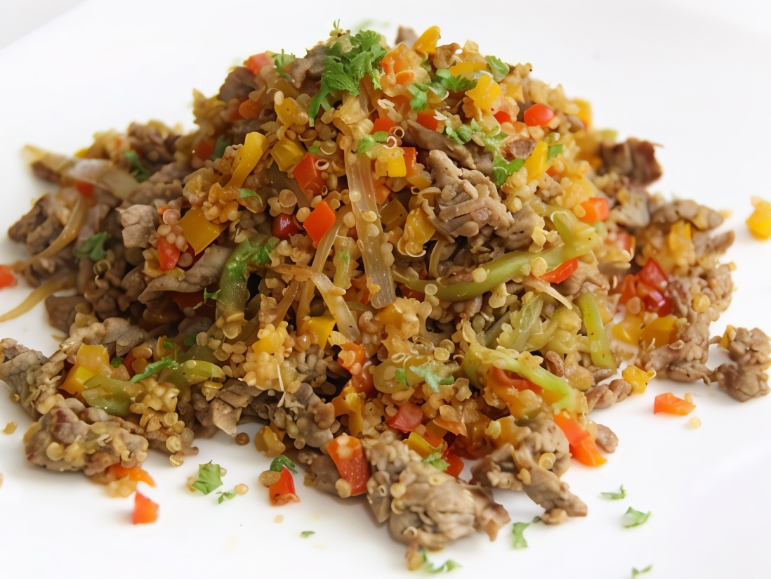 Beef with Cucumbers and Quinoa