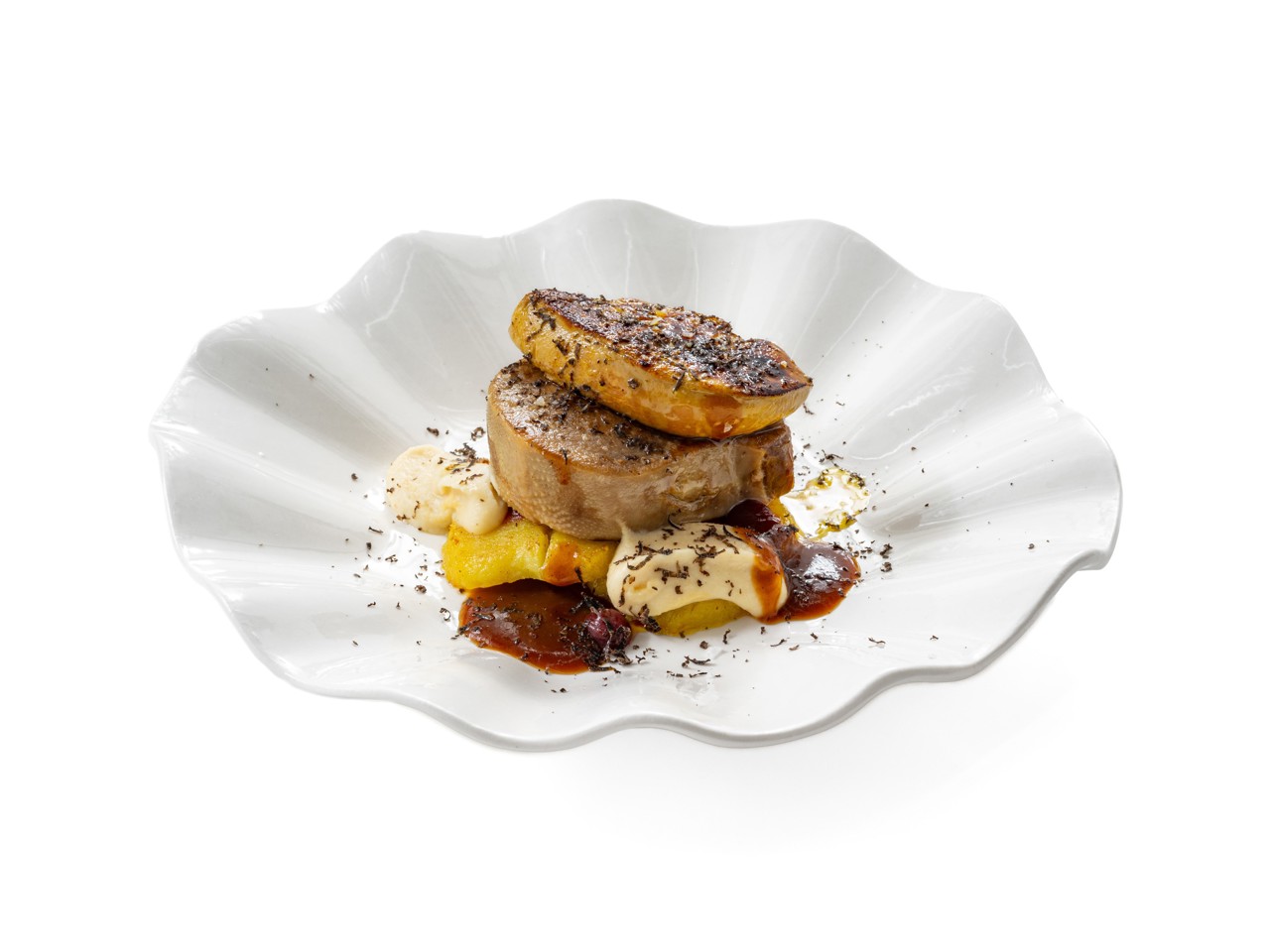 Beef Tongue with Baked Potatoes and Celery Root Purée