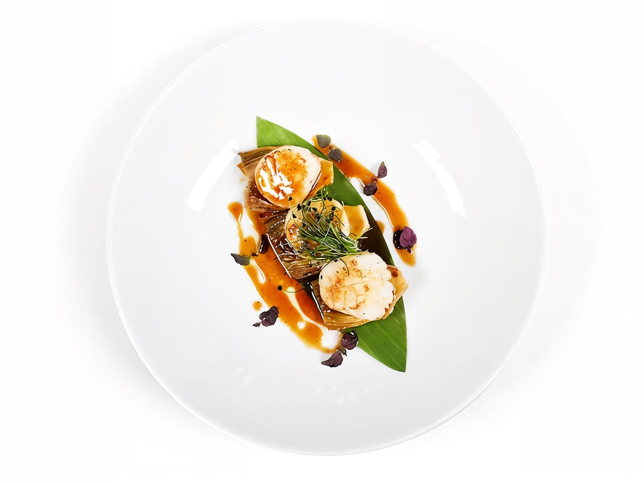 Scallops with Artichokes and Unagi Sauce