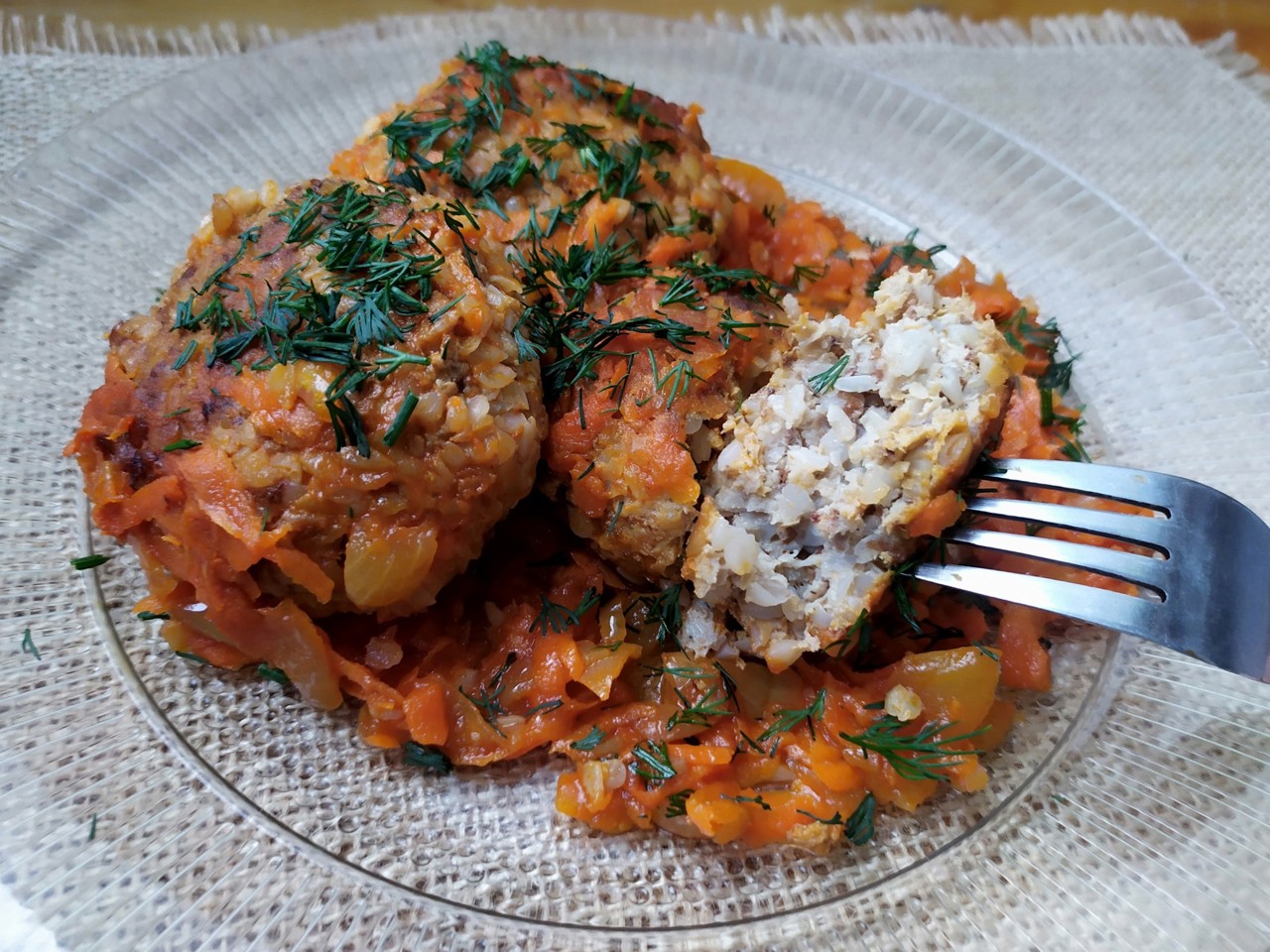 Buckwheat Patties in Tomato Sauce